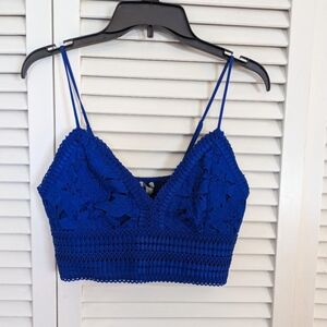 NWT Blue Crochet Crop Top